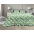thumbnail image 1 of Teal Comforter & Sham Bedding Set, Traditional Moroccan Cultural Pattern Trellis Quatrefoil Motif in Vibrant Colors Retro, 3 pcs Duvet Set Microfiber Filling Quilt, 5 Sizes, Multicolor, by Ambesonne, 1 of 4