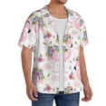 thumbnail image 2 of Goofa Flamingo And Flowers Printed Men's Casual Short-sleeved Shirt,Lightweight Breathable Button-down,Summer Casual men's top,Versatile Fashion shirt-Large, 2 of 7
