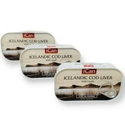 Ican Icelandic Wild Cod Liver 4.06oz/115g | Wild Caught from Pure Icelandic Water |Rich in Omega 3 Fatty Acids and Vitamins A and D Pack of 3