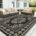 thumbnail image 3 of Kohree Outdoor Plastic Straw Rug 9'x12' ,Waterproof Mat with 4 Corner Loops Indoor Outdoor for RV, Camping, Deck ,Balcony (Morocco-Black & Brown), 3 of 7