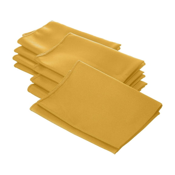 LA Linen 10-Pack Cloth Napkins, Washable Reusable Polyester Poplin Table Napkins, 18 by 18-Inch, Gold