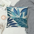 thumbnail image 2 of Fenyluxe Tropical Pillow Covers Navy Blue Aqua Teal Cyan Palm Leaves Plant Throw Pillows for Couch Summer Leaf Pillowcase Outdoor Decorative Cushion Case for Sofa Bed Decor 20x20in, 2 of 5