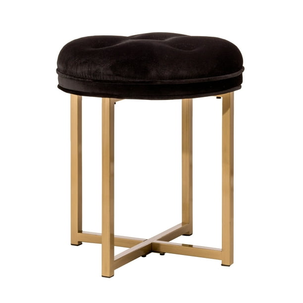 Beaumont lane vanity stool in dark brown and black. walmart com