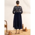 thumbnail image 5 of Janasya Indian Women's Navy Blue Georgette Yoke Foil Printed A Line Maternity Kurta, 5 of 5