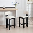 thumbnail image 4 of Guyou 26" Farmhouse Bar Stools Set of 2, Modern Armless Counter Height Kitchen Stools, Linen Upholstered Bar Chairs with Natural Wooden Legs, French Country Stools for Kitchen Island, Black, 4 of 9