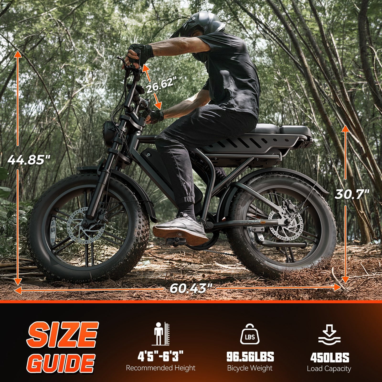 TST Electric Bike for Adults, 750W Peak 1500W Motor, 20"x4" Fat Tire E Bicycle, E Mountain Bike, 48V/15AH UL2849, App Control