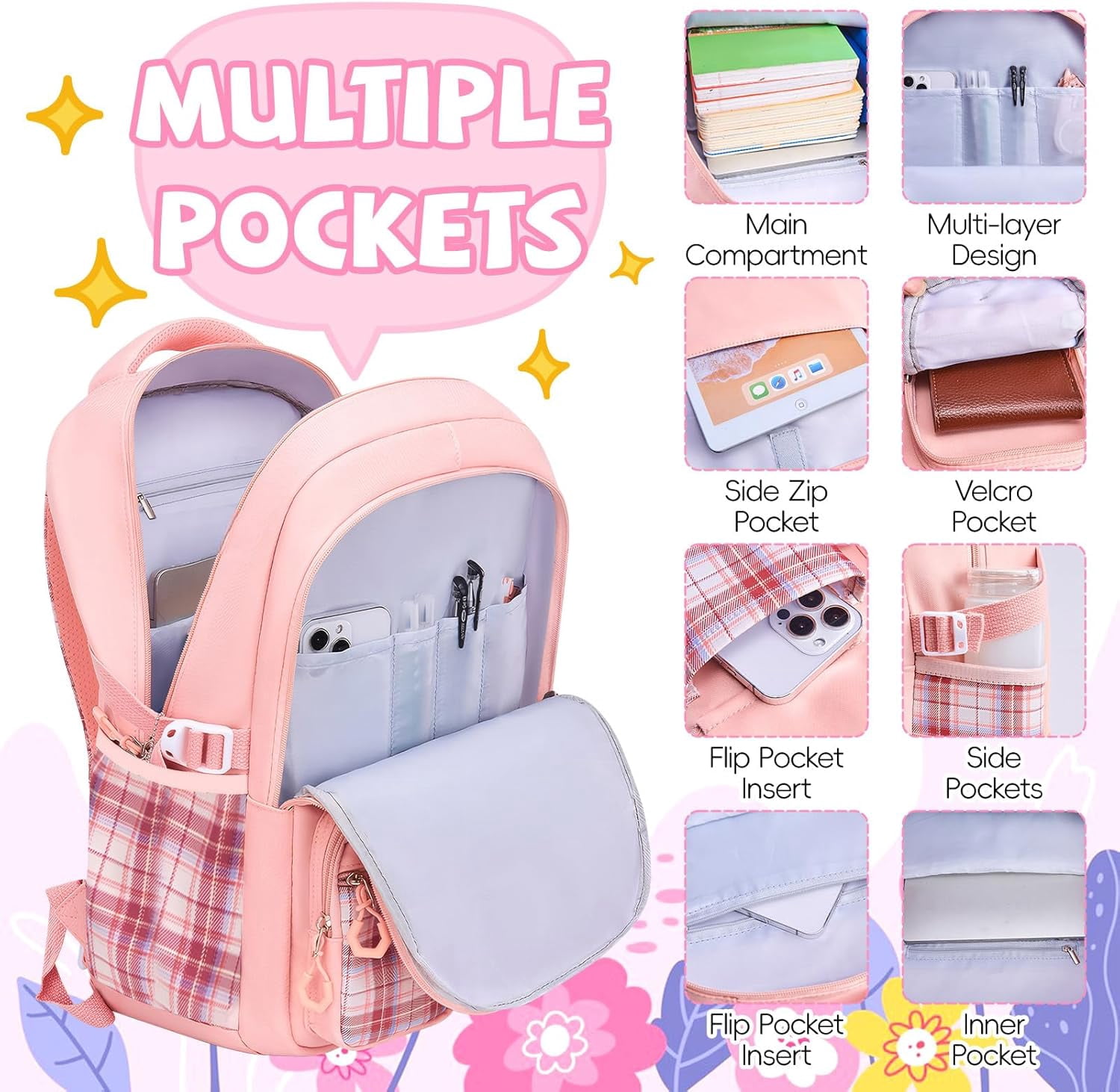 Gynky School Backpack for Middle School Students  School Bags Students Book Bag for Elementary Primary Kawaii Backpack