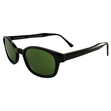 Pacific Coast Original KD's Biker Sunglasses (Black Frame/Dark Green Lens)