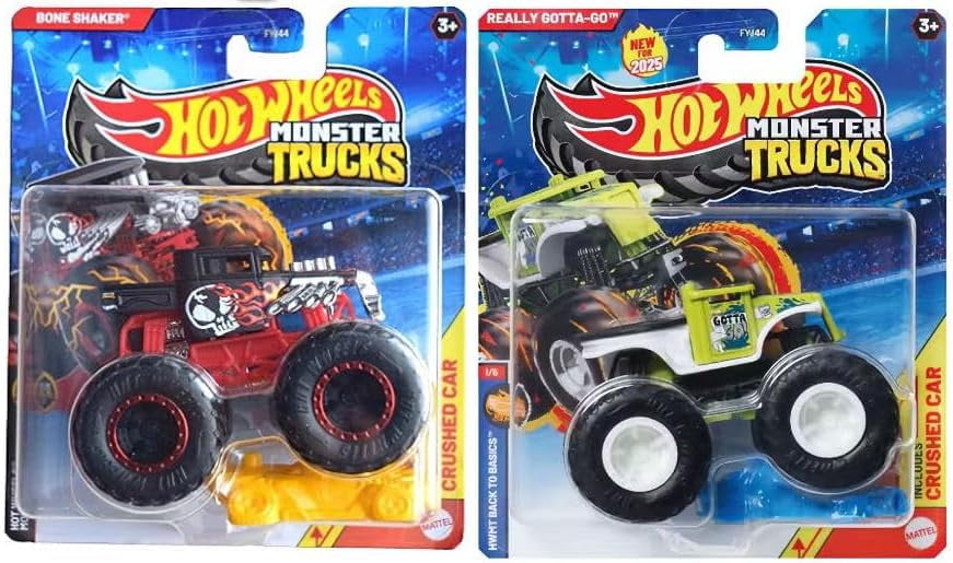 Hot Wheels Monster Trucks Die-Cast Vehicles, 1:64 Scale, Bundle of 8, FYJ44-993E
