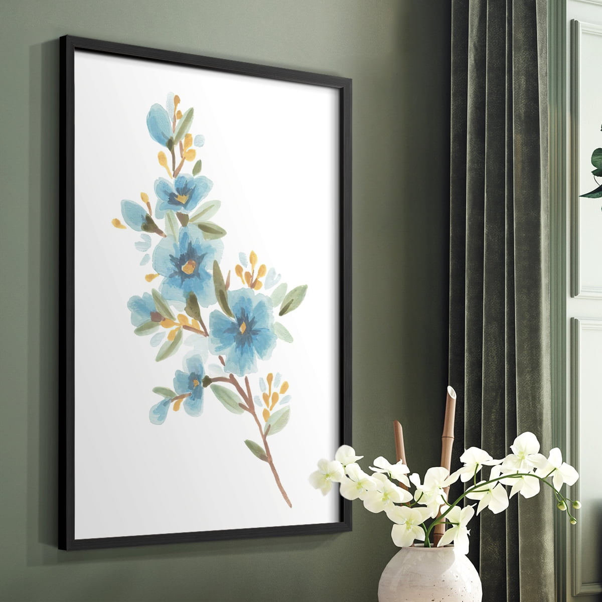 Wildflower Sprig I Framed Print - Solid Wood in Single Picture Frame Solid Wood 2 Framed Print
