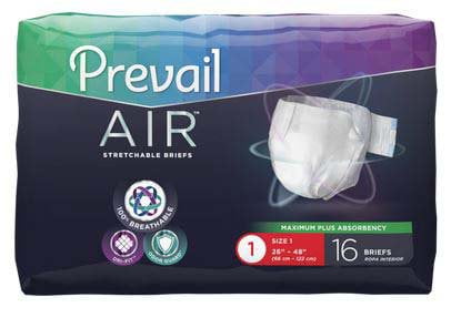 Prevail AIR Brief, Size 1, Stretchable Breathable Brief, AIR-012 - Pack of 16