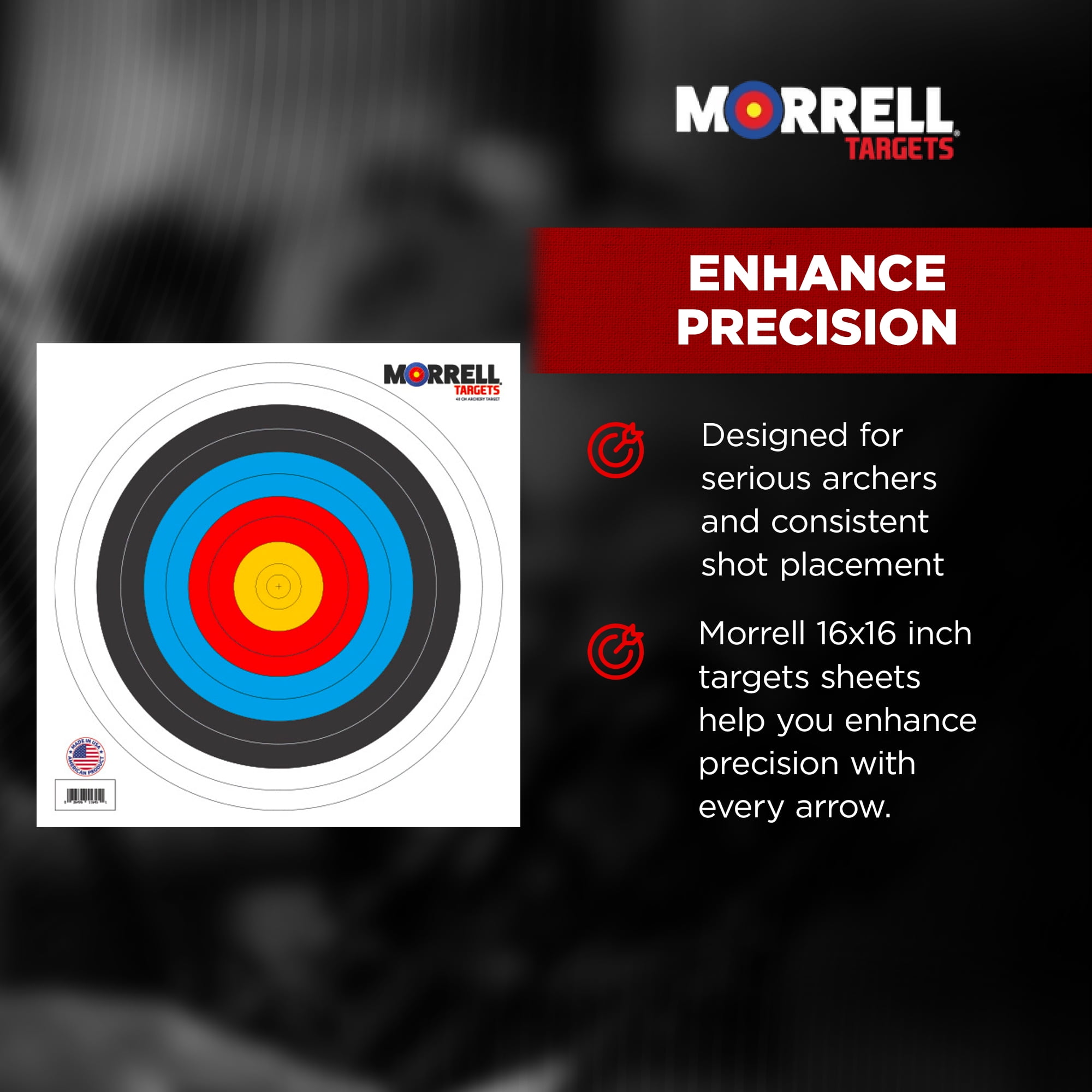 Morrell 40cm Bullseye Paper Face Shooting Targets, 16 x 16 Inches, 100 Count