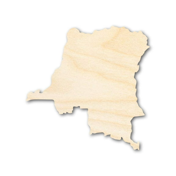 Unfinished Wood Democratic Republic of the Congo Country Shape - African Craft - up to 46" DIY 18" / 1/4"