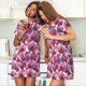 thumbnail image 4 of Balery Orchids Flowers Camisón de manga corta con cuello redondo para mujer, cómodo y elegante., 4 of 6