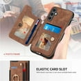 thumbnail image 5 of S23 FE Case,Card Holder Wallet for Samsung Galaxy S23 FE Case,Ring Holder Stand,RFID-Blocking,Wrist Strap,Camera Protector,Leather Protective  Flip Cover for Galaxy S23 FE 2023 (Brown), 5 of 7