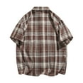 thumbnail image 3 of KeShDi Mens Flannel Shirts Men's Casual Check Button Pocket Lapel Fashion Short Sleeved Shirt Coffee L, 3 of 7