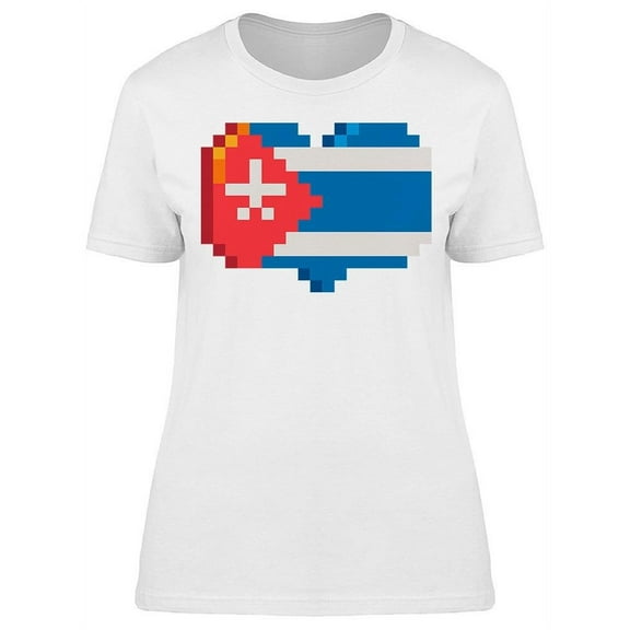 Flag Of Cuba Heart T-Shirt Women -Image by Shutterstock, Female Large