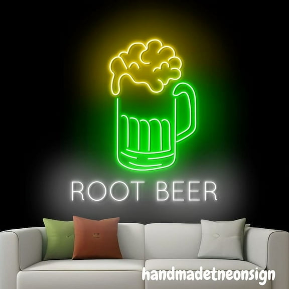 Handmadetneonsign Root Beer Neon Sign, Beer Glass Wall Art, Beer Bar Pub Party Wall Decor 039759
