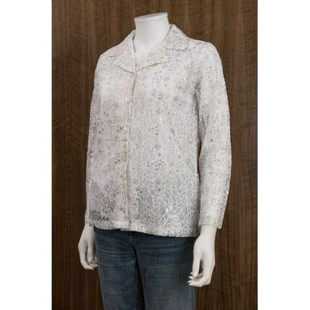 - SALON STUDIO Size S Womens 2pc White Button Down Sheer Blouse Tank Top Camisole