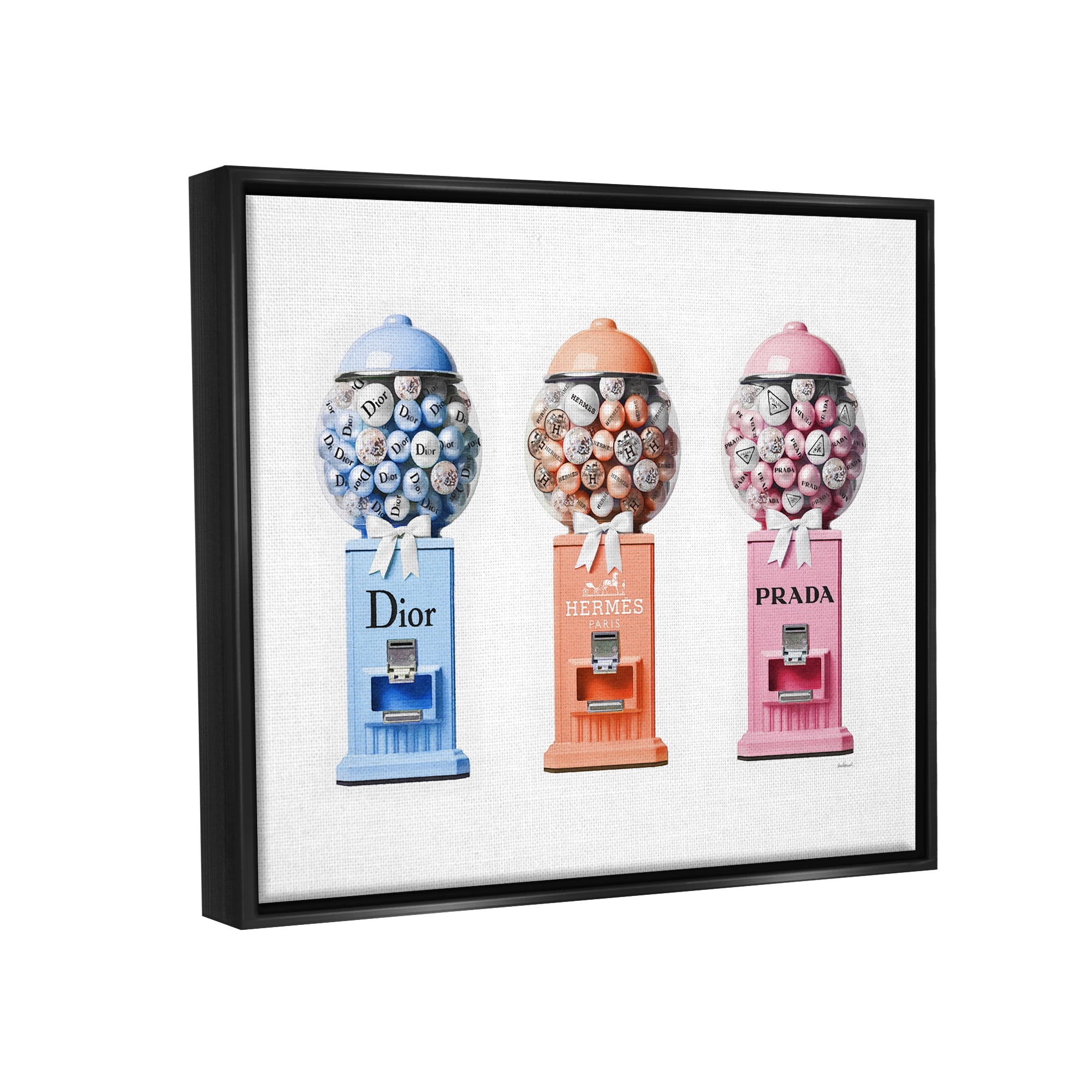 Stupell Industries Fashion Candy Dispensers Beauty & Fashion Painting Black Floater Framed Canvas Art Print Wall Art, 21 x 17