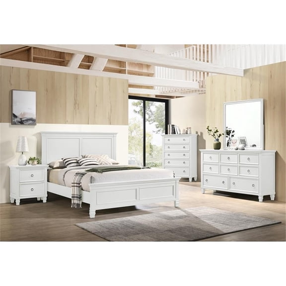 New Classic Furniture Tamarack 5-Piece Wood California King Bedroom Set in White