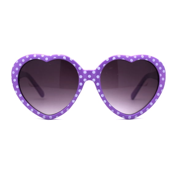 Girls Child Size Retro Polka Dot Valentine Love Plastic Sunglasses Purple