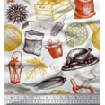 thumbnail image 1 of Soimoi Cotton Cambric Fabric Vegetables,Non Veg & Pizza Food Printed Fabric 1 Yard 56 Inch Wide, 1 of 1