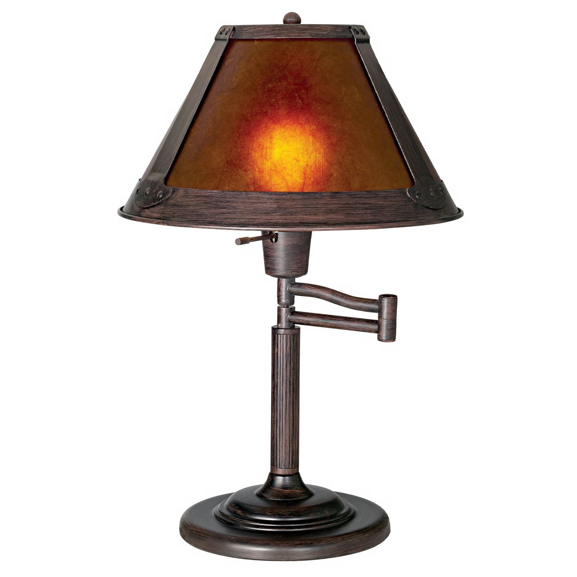 Cal Lighting Mission Bronze 18" High Mica Shade Swing Arm Table Lamp