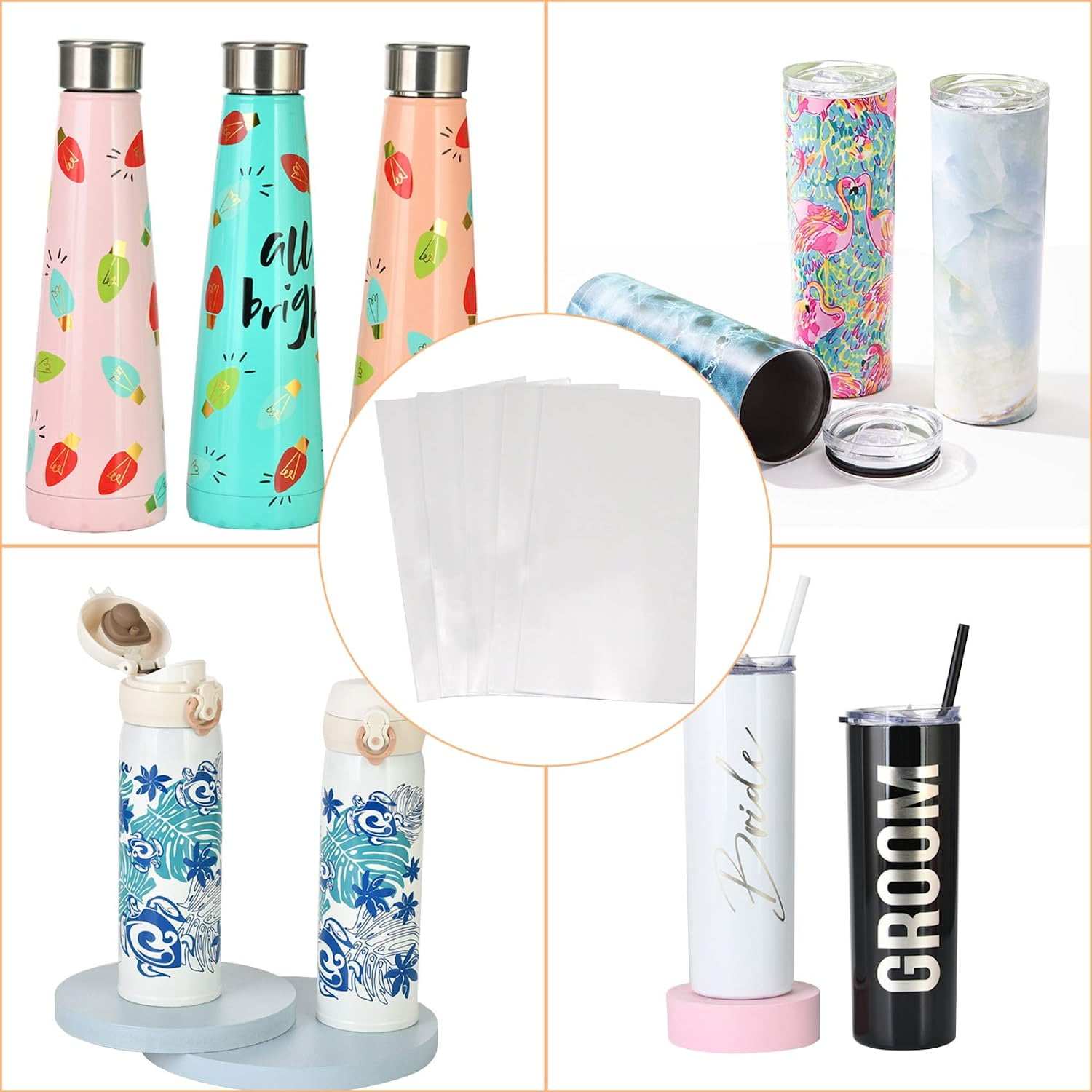 GetUSCart- 5x10 Inch Sublimation Shrink Wrap Sleeves, 120Pcs White  Sublimation Shrink Wrap for Tumblers, Mugs, Cups and More, Sublimation  Shrink Film