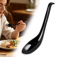thumbnail image 2 of 1 Pc Reusable Soup Spoon with Long Handle Easy to Hold Unbreakable Plastic Spoon Durable Noodle Soup Spoons with Non-slip Hook Soup Spoon Asian Soup Spoon for Rice Dumpling Soup, 6.29"x1.65", Black, 2 of 9