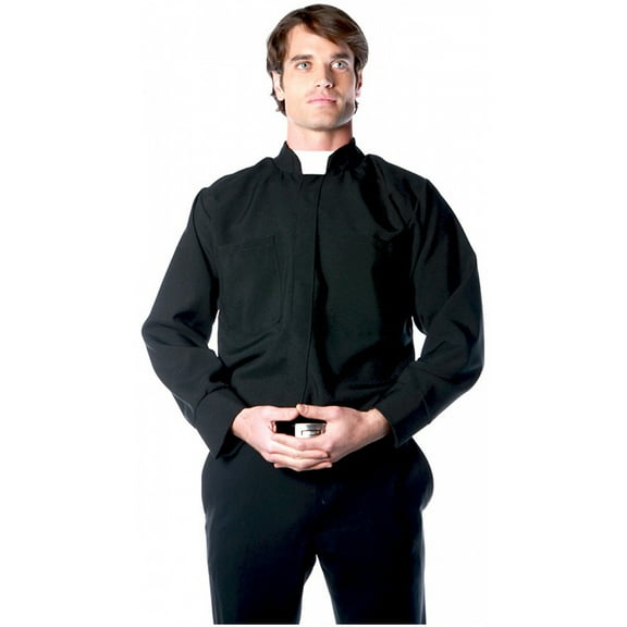 Underwraps Mens Priest Long Sleeve Shirt Halloween Costume - 2XL