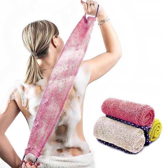 African Net Sponge with Handles 3 Pieces Long African Exfoliating Net Washcloth Bath Sponge Net Cloth Wash Net Body Back Scrubber for Shower Loofah