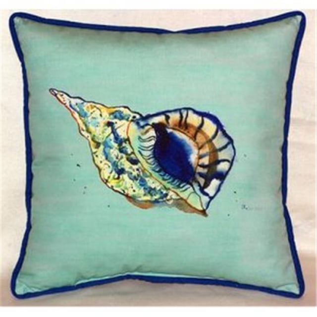Betsy Drake HJ606C Betsys Shell - Coussin Décoratif Intérieur et Extérieur Turquoise - 18 x 18 Po