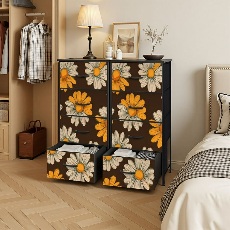 4 Drawer Vertical Storage Dresser Colorful Floral Retro 70s Style