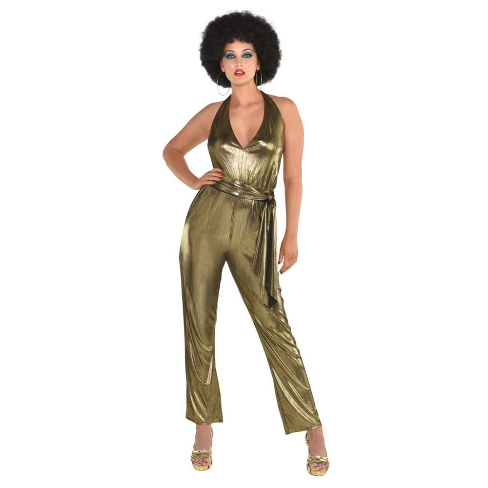 Solid Gold Womens Adult Disco Dancer Halloween Costume - Walmart.com ...