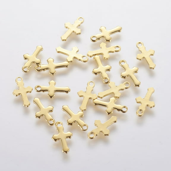 304 Stainless Steel Tiny Charms Real 18K golden Plated 12x7x0.8mm Hole: 1.2mm