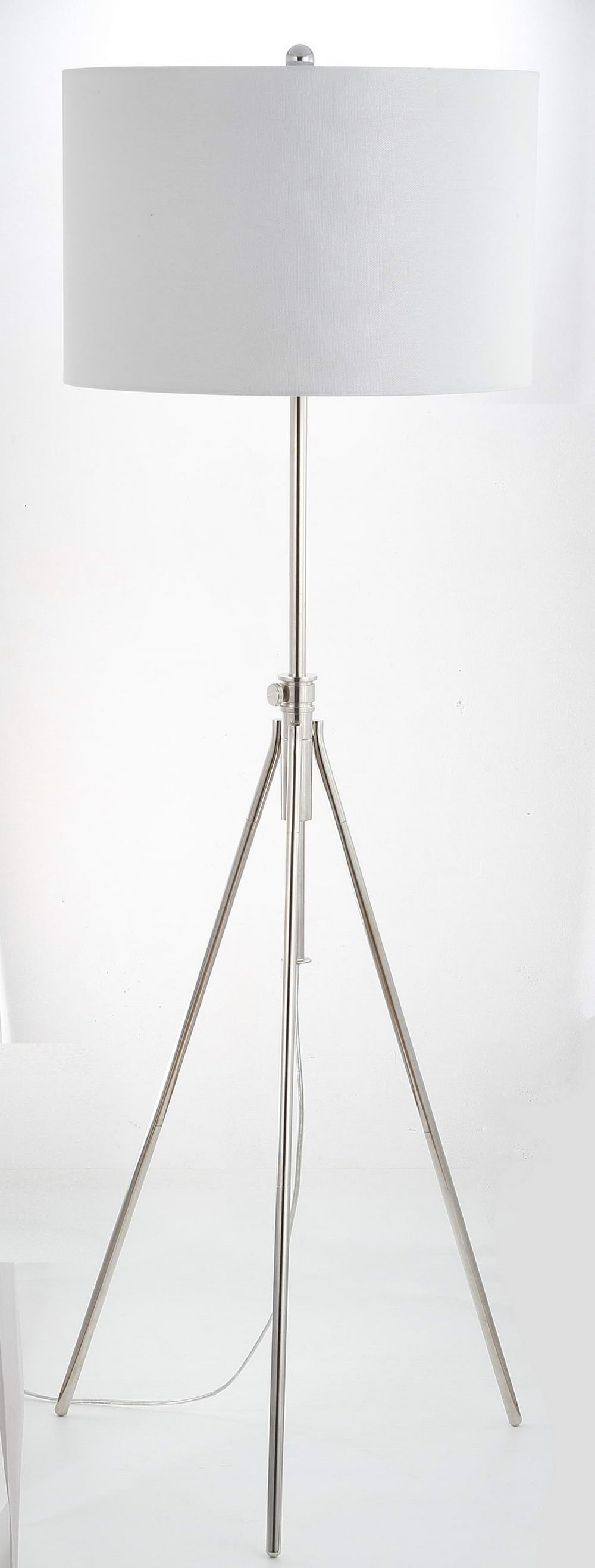 SAFAVIEH Cipriana Glam Adjustable Floor Lamp, Nickel/White