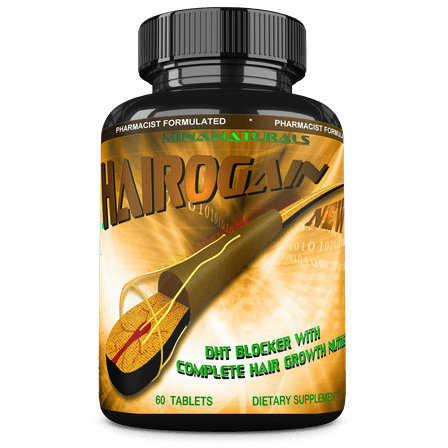 Minanaturals HAIROGAIN DHT Blocker Formula, Supports Hair Growth with Biotin, Collagen, Keratin, Hair Vitamins, 60 Tablets