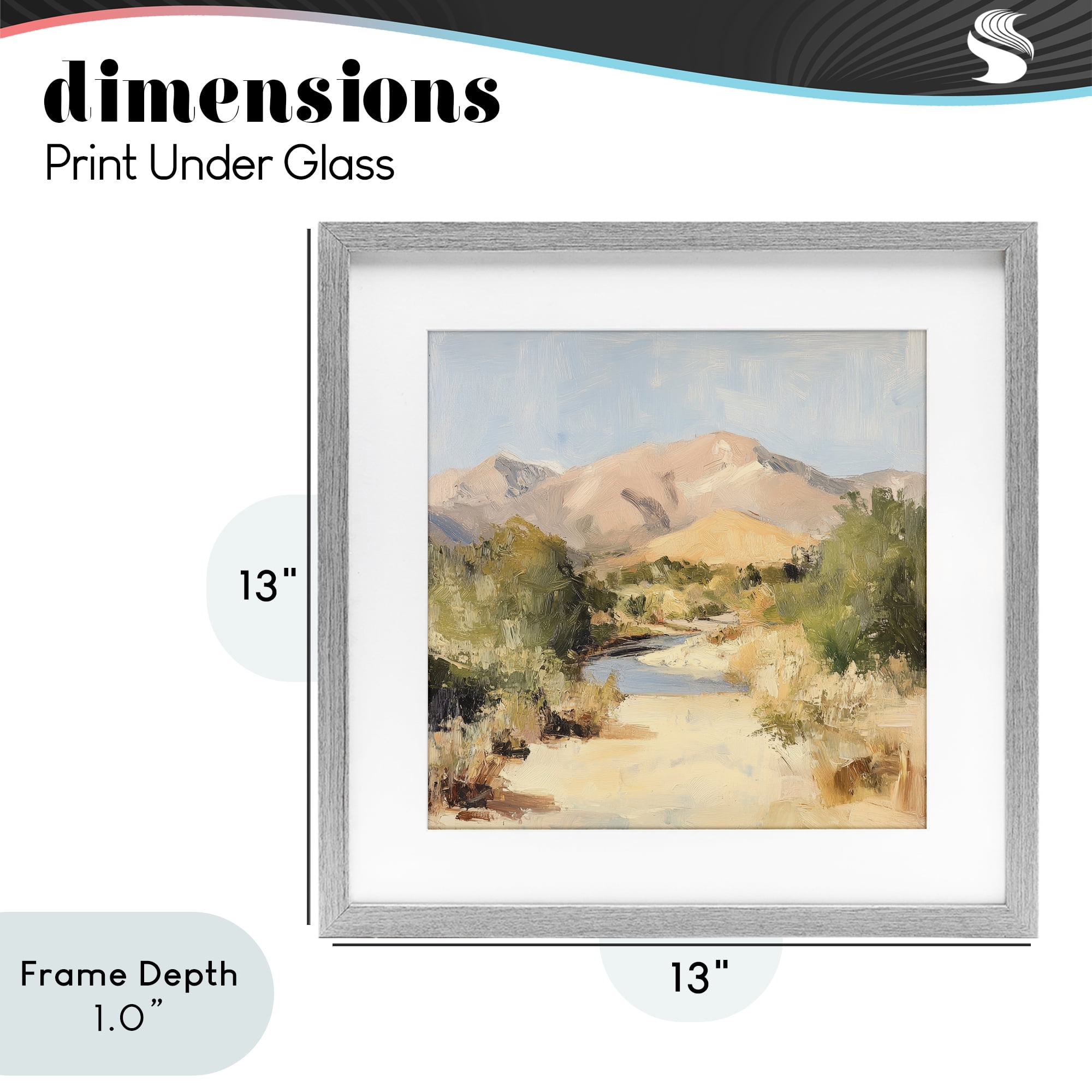 Stupell Industries Beige Desert Mountain Stream Gray Framed Print Under Glass, design by Petal Prints Design