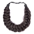 thumbnail image 2 of DIGUAN Messy Wide 2 Strands Synthetic Hair Braided Headband Classic Chunky Plaited Braids Elastic Stretch Hairpiece Women Girl Beauty Boho accessory, 62g/2.1 oz (Chocolate), 2 of 4