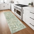 thumbnail image 2 of GLATTICE Runner Rug for Hallway 2x7 Non Slips Rug Runner Super Soft Bedroom Runner Rug Printed Faux Wool Floral Thin Rugs for Entryway Laundry Room Bedroom, Sage Green with Ivory Hues, 2 of 7