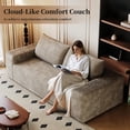 thumbnail image 4 of EHANCIS 63" Cloud Sofa, Boneless Corduroy Compression Couch in a Box, No Assembly Required, 2-Seater for Small Space Apartment Living Room, Camel, 4 of 8