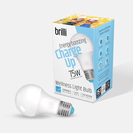 Brilli Charge Up LED Circadian Wellness Light Bulb  11.5 Watts (75W Equivalent) A19 E26 Base  Dimmable  Cool White  1-Pack