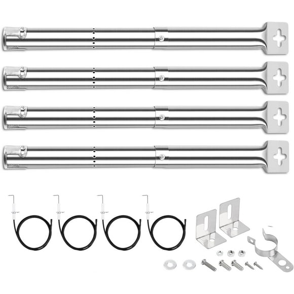 GFTIME 12 to17.5 Burner Universal Adjustable Stainless Steel Burner Pipe Replacement for Perfect Flame, Master Forge, Uniflame, Coleman, Black &Decker, Grillmaster, Grill Chef, 4 Pack