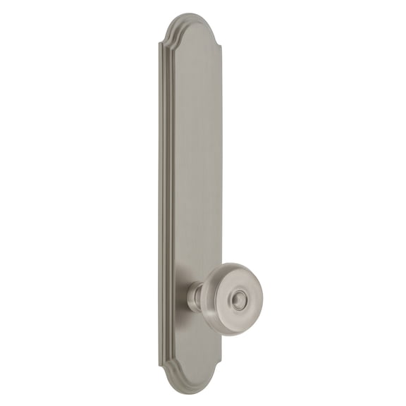 Grandeur Arcbou_Tp_Sd_Na Arc Solid Brass Tall Plate Rose Single Dummy Door Knob - Nickel
