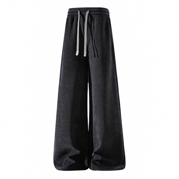 YueHuiYing Mens Casual Pants Drawstring Elastic Waist Loose Fit Straight Leg Pants Vacation Yoga Trousers