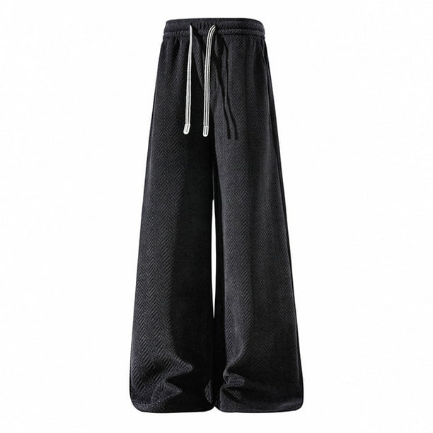 Ceisia Men Solid Color Corduroy Drawstring Pants Elastic Waist Tapered Leg Gift Trousers