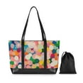 thumbnail image 7 of FORMRS Canvas Laptop Tote Bag for Women with 15.6" Computer Compartments Shoulder Handbag, Pink Colorful Circles, 7 of 7