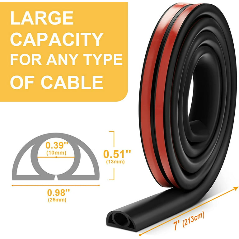 7ft Cord Cover Floor for Extension Cords, Floor Cable Cover Wire Cover to  Protect Cables & Prevent Tripping, PVC Cord 