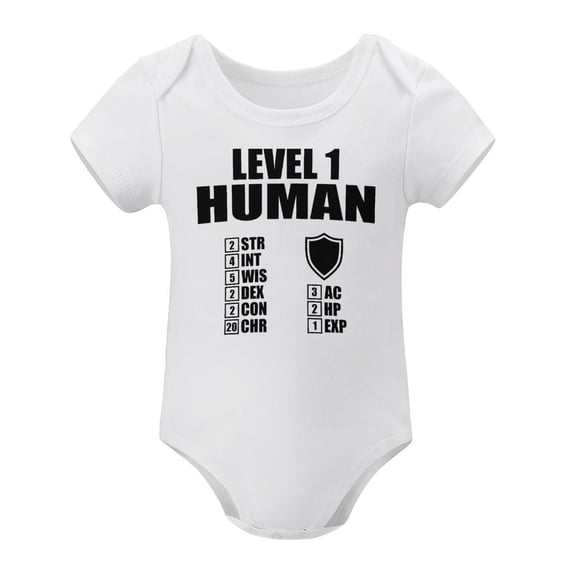 Human Level One - Baby Clothes - Funny Newborn Bodysuit Outfits for Boys And Girls White-style-1 6months